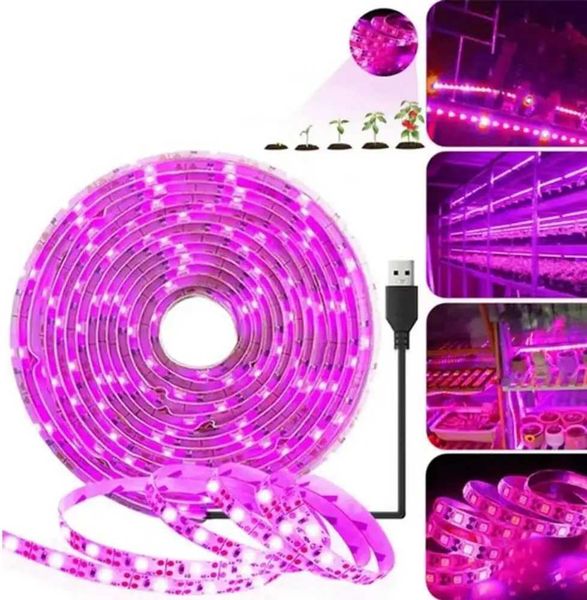 Other Garden Supplies 5VPlant Light Grow LED Strip 5V USB LED 1-5m Full Spectrum Waterproof LED Chip For Greenhouse Flower Seedling Grow Ten