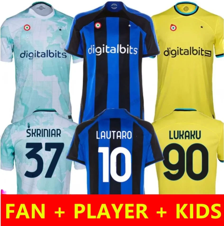 Inter soccer jerseys 22 23 Maglia Milano LUKAKU LAUTARO SKRINIAR BARELLA football shirts kids kit player version GOSENS DZEKO BROZOVIC DE VRIJ jerse