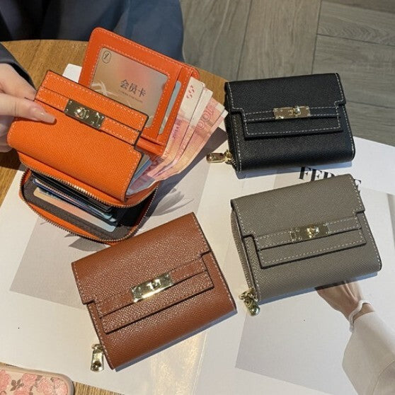 Top Layer Cowhide Free Delivery Designer Simple Multifunctional Coin Purse 2025 Bag New High-end Niche Card Holder Two-in-one Short Wallet