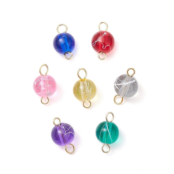 Charms de conector redondo de vidrio transparente para banco de estirado