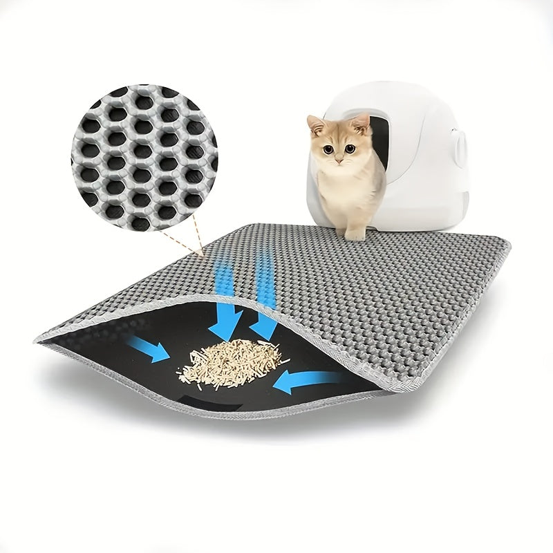 TEMU Dual-layer Cat Litter Mat, Washable Eva Trapping Mat, Non-slip Control Box Mat