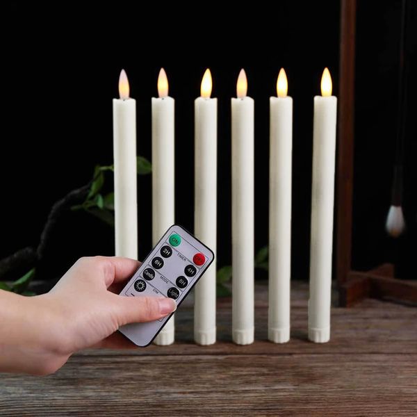 6pcs LED Candles Lighting Props with Remote Control Electric Candle Atmosphere Lamp Battery Operated for Birthday Party Supplies 240417