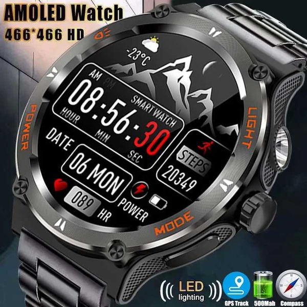 Smartwatch 2024 New Men Rugged Military Smart Watch Call GPS Track 500MAh Heart Rate Fitness Tracker 3ATMWaterproof Smartwatch Z241026
