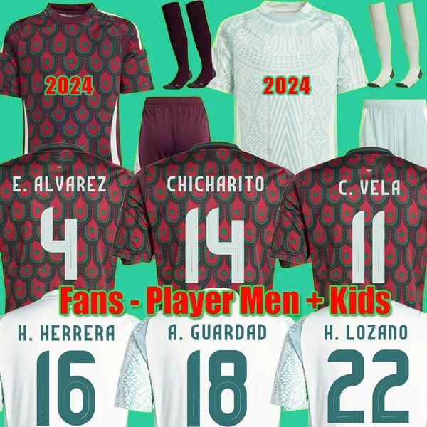 Top thailand quality Mexico 2024 Copa America RAUL CHICHARITO Soccer Jerseys LOZANO DOS SANTOS 24 25 H.LOZANO Men Kids Football Shirts Unifo