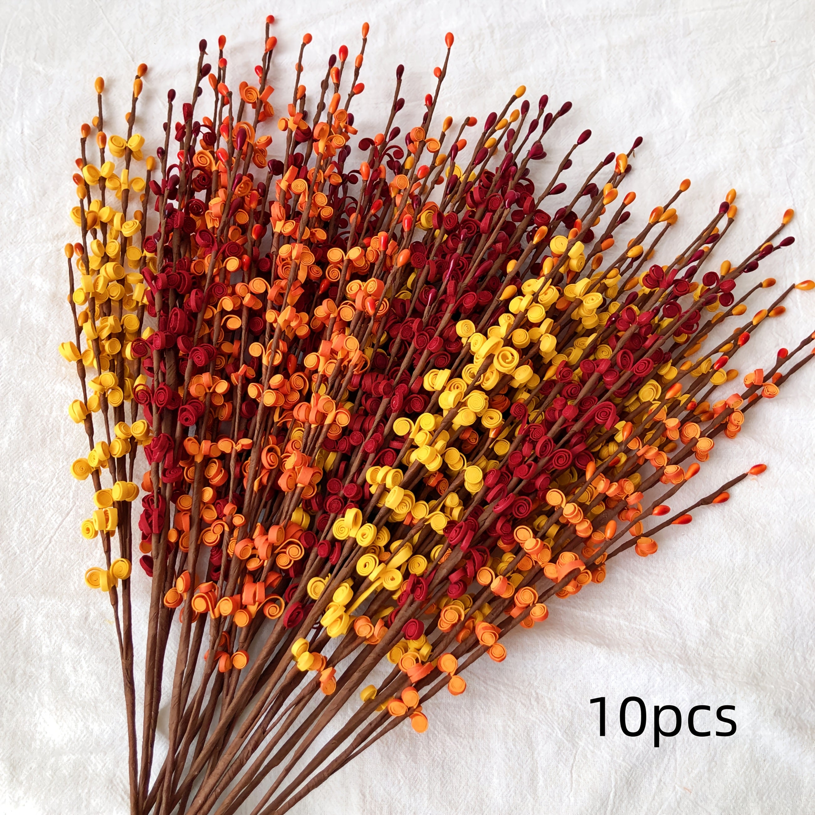 TEMU 10 Thanksgiving Orange- Branches Set, Hand-twisted Floral Branches, Diy Decoration, Layout, Halloween Party Ornaments, Home Decoration, Vase