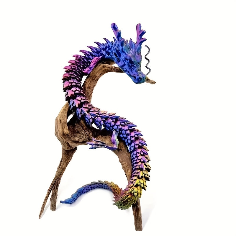 TEMU 2pcs 3d Printed Chinese Dragon Figurines With Movable Joints - Vibrant Collectible Decor For Indoor-outdoor Tabletop, Booth & Asian- Decor,