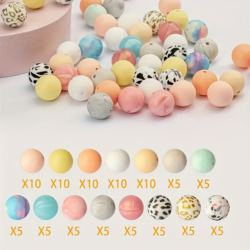 TEMU 100pcs Candy Color Silicone Bead Bulk Beads For Jewelry Making Diy Creative Key Bag Chain Character Pens Decors Bracelet Necklace Craft Supplies