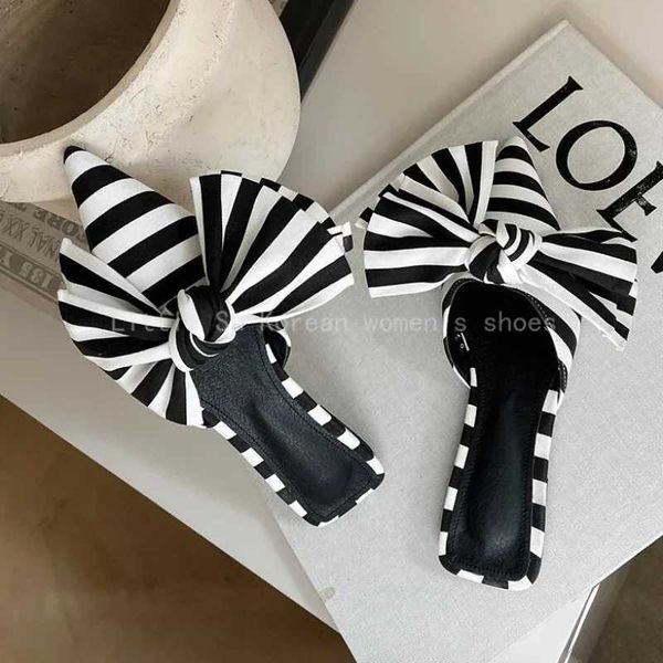 Slippers 2024 Fashion Womens Slippers Womens Pointed Toe Bow Slippers Womens Summer Womens Shoes Sandals J250118