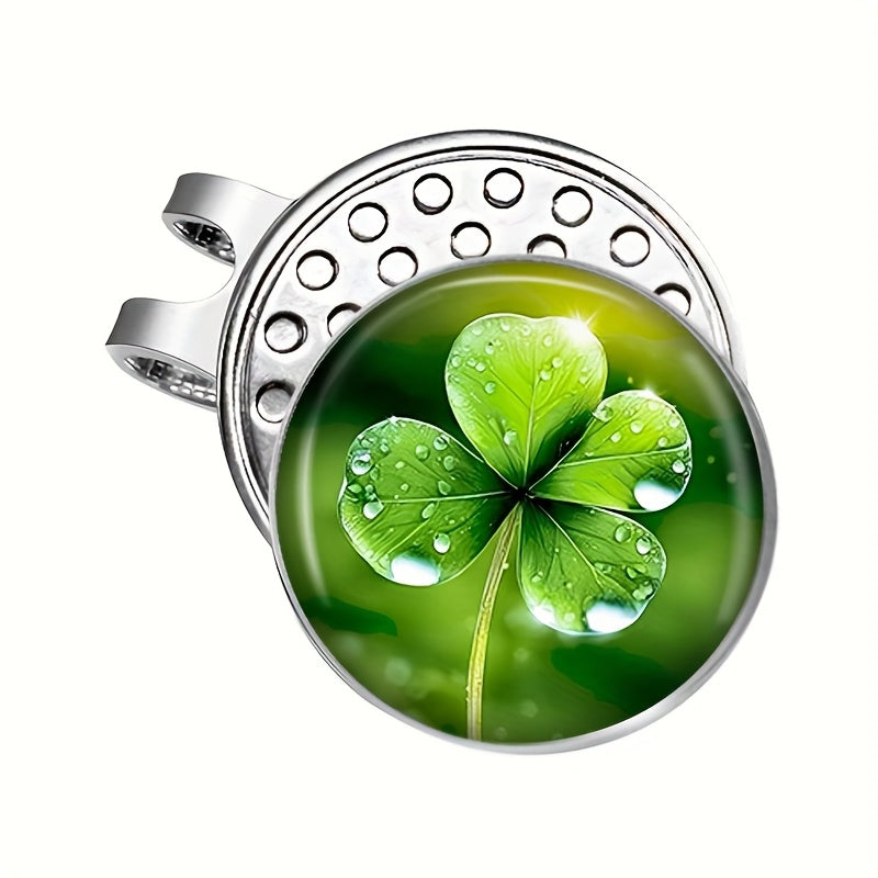 TEMU Morning Clover Magnetic Golf Ball Marker Holder - Fashionable, Flower Theme, Glass Mosaic, Iron Main Material, Jweijiao Brand, Daily And Gift