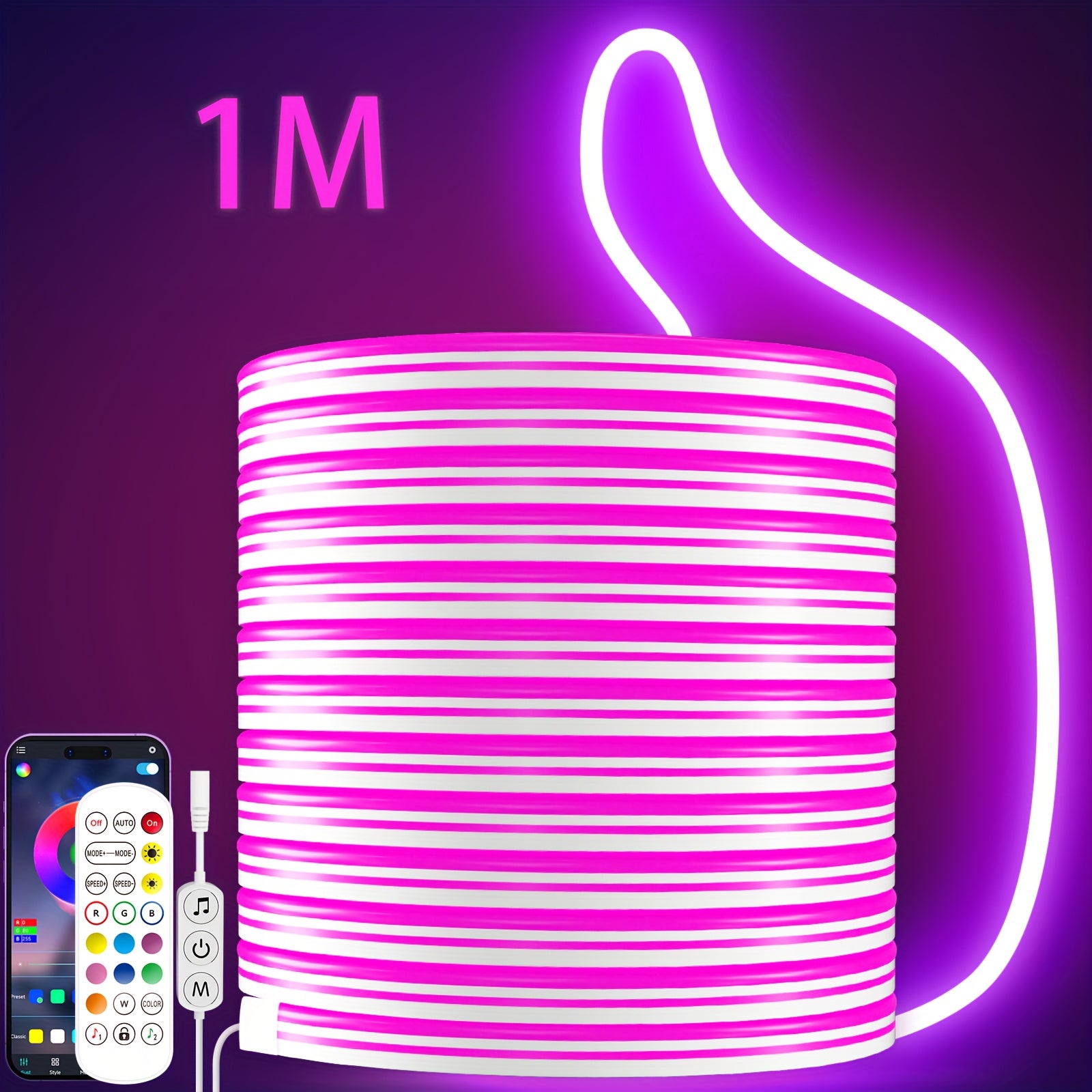 TEMU Multicolored Led Neon Rope Light Strip. Made Of Flexible, Waterproof For Outdoor Use And Bedrooms, Mirrors, Kitchen Cabinets, Living Rooms, And