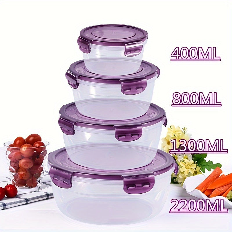 TEMU 3-4pcs Large Capacity Plastic Refrigerator Storage Boxes - Fruit, Vegetable, Meat, Egg, Dumpling Fresh - , Fresh-keeping, Easy-to-clean,