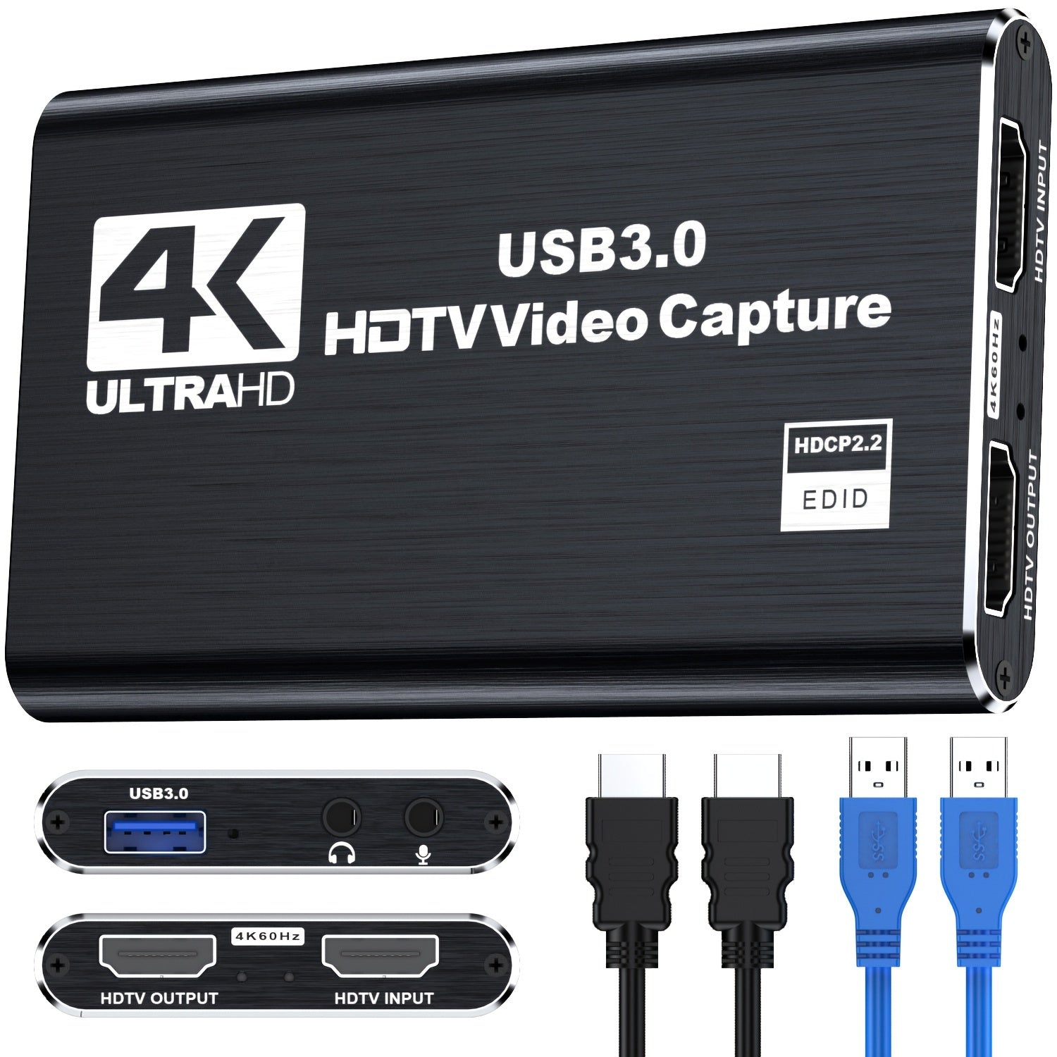 TEMU 4k Hdtv Capture Card For Streaming, Audio With Microphone 4k Hdtv Loop-out, 1080p 60fps Video Recorder For Gaming-live Streaming-video