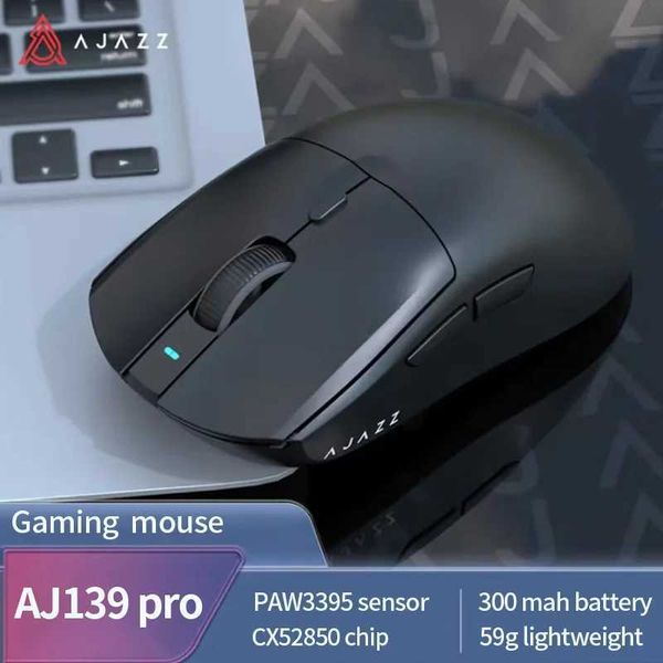 Mice Ajazz AJ139PRO Gaming Mouse Wireless 2.4GHz + Wired PAW3395 Sensor Lightweight Dual Mode 300mAh Esports Mouse for Game Laptop PC H24112