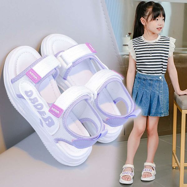 2024 Girls&#039; Sandals Summer Soft Sole Chinese Sports Student Princess Open Toe Kids Beach Shoes