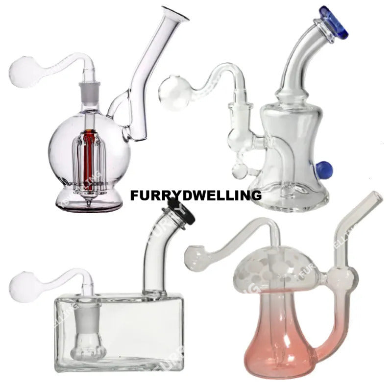 Glass Oil Burner Bubbler Bongs Dwe74 Percolator Diffuser Water Pipes Hookah Bubblers Smart Recycle Filter Mini Portable Smoking Device 20 Kinds