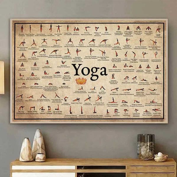 Yoga Poster Home Exercício Gym Yoga Ashtanga Chart Pose Health Poster Painting Print Print Wall Art Picture Sala de estar Decorc241223