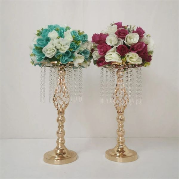 Exquisite Flower Vase Twist Shape Stand Golden- Silver Wedding- Table Centerpiece 51 CM Tall Road Lead Home Decor