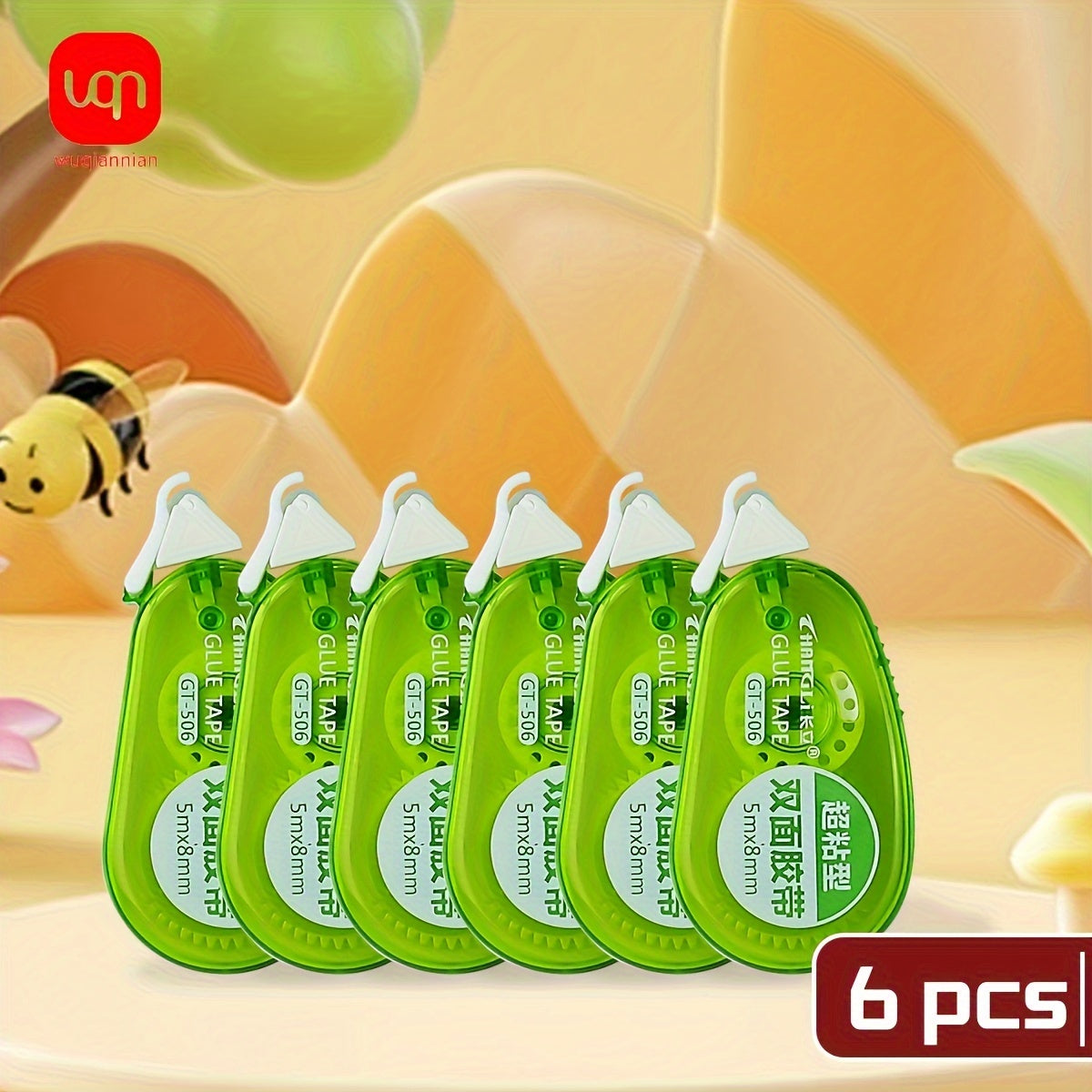 TEMU 6 Pcs Double-sided Tape With High , 8mm X 5m, For Scrapbooking, Crafts, Handmade Office Stationery, And Office Supplies - Wqn