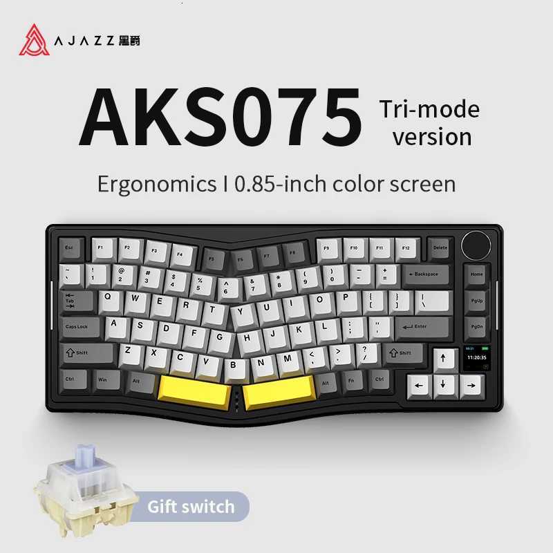 AJAZZ AKS075 Alice threemode mechanical keyboard game and structure ergonomic keyboard custom screen RGB DIY F2501014