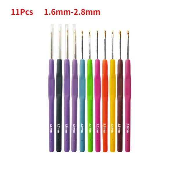 11-22Pcs Lace Crochet Needle Knitting Needles Soft Handle Crochet Hooks Fine Crochet Yarn Sweater Weave Sewing DIY Craft Tools