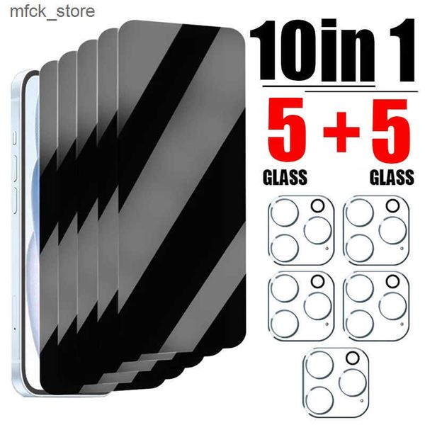 Cell Phone Protectors 10IN1 Privacy Screen Protector 11 Pro Max Camera Lens Glass For IPhone 13 12 Mini 14 15 16 Plus J241202
