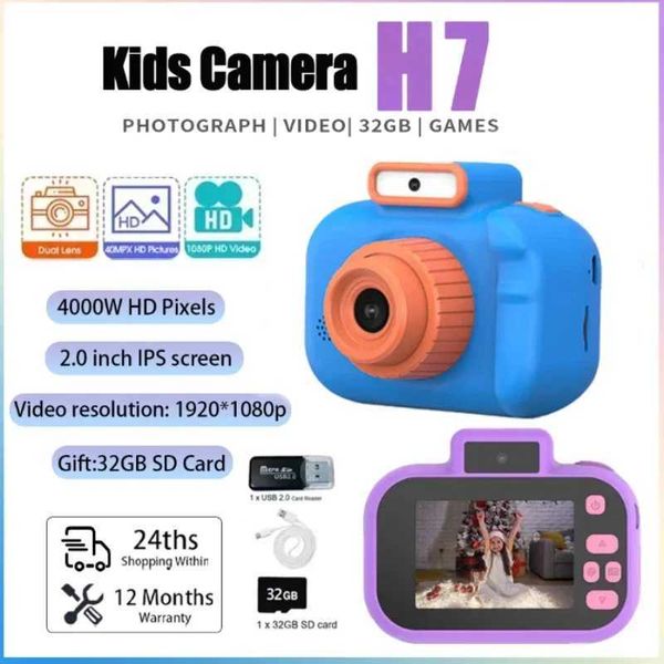 Toy Cameras Kids Camera Selfie Pixels 1080P HD Screen Blue PurPle Dual Cameras Children Camera Children Camera for Baby Camara Foto Infantil