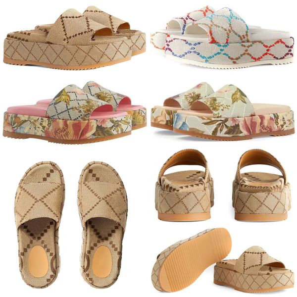 Designer Sandals Luxury Fashion Classic Letter Canvas Thick Bottom Waterproof Platform Slippers Sandals Made in Multi Color Summer Sandals S
