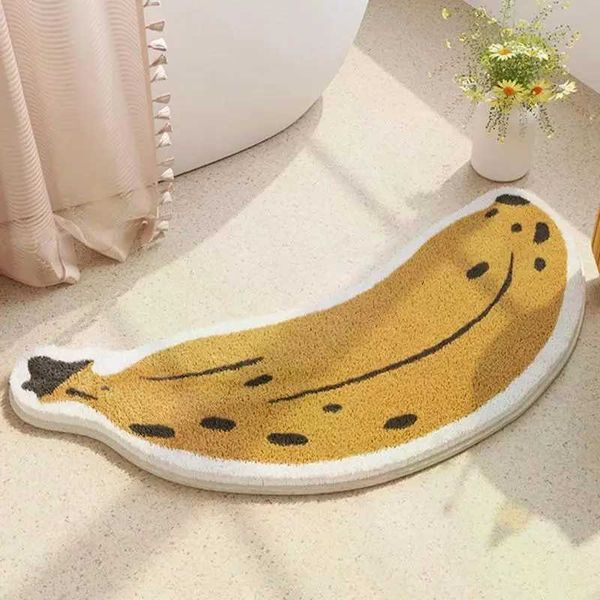NonSlip Banana Bath Mat Super Absorbent Bedroom Toilet Floor Rug Creative Shower Rug Soft Bathroom Carpets Bath Entrance DoormatC241227