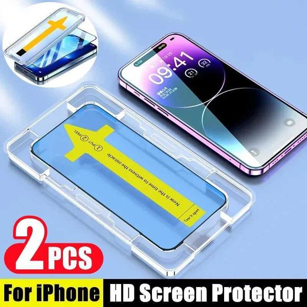 Cell Phone Screen Protectors 2PCS one click installation full screen protector suitable for iPhone 14 11 12 15 13 Pro Max Mini Plus XR XS HD