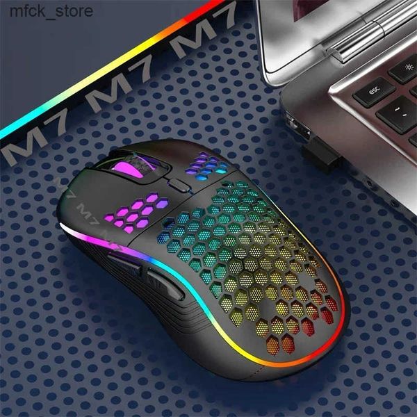 Mice 2.4G Wireless Gaming RGB Lighting Charging Mouse with Adjustable DPI Ergonomic Honeycomb Design for Desktop Laptop J241220