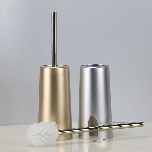Toilet Brushes Holders Creative Nordic Style Toilet Brush Holder Golden Flexible Soft Bristles Toilet Brush Set Floor Type Free Installation