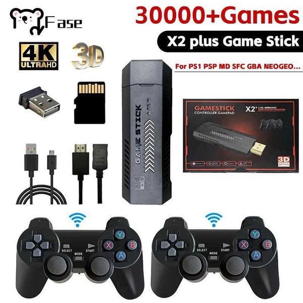 X2Plus Retro Video Game Console 4K HD 3D Gaming Stick Wireless Controller Built in 30+Simators 64GB 30000+Games PS1-N64 Y241109