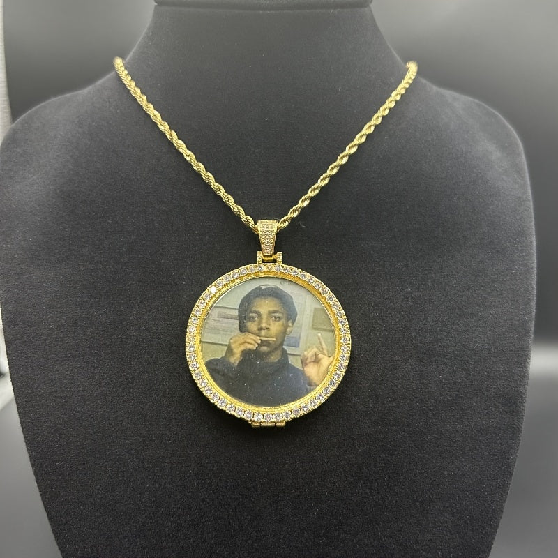 TEMU Customized Flip Cover Small Circular Photo Frame, Photo Pendant, Copper All Photo Frame, Personalized Photo Frame, Holiday Gift For Christmas &