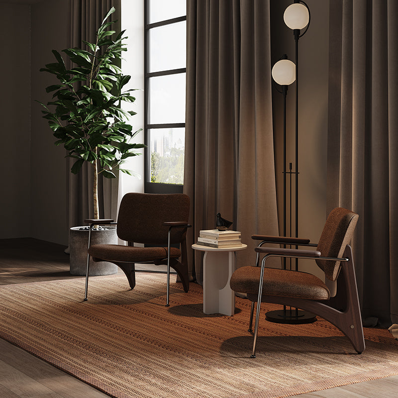 Living Room Furniture Modern Sparse - Branch Inspired Brown Fabric Lounge Chair with Wood & Metal Frame