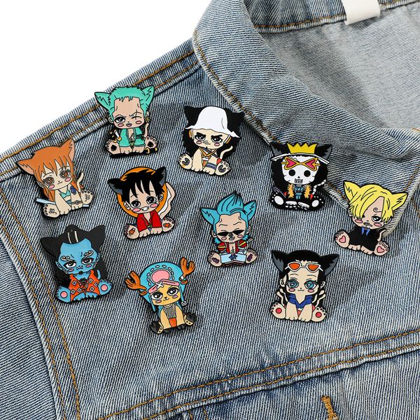 kids japanese one piece boys characters enamel pin Cute Anime Movies Games Hard Enamel Pins Collect Metal Cartoon Brooch Backpack Hat Bag Co