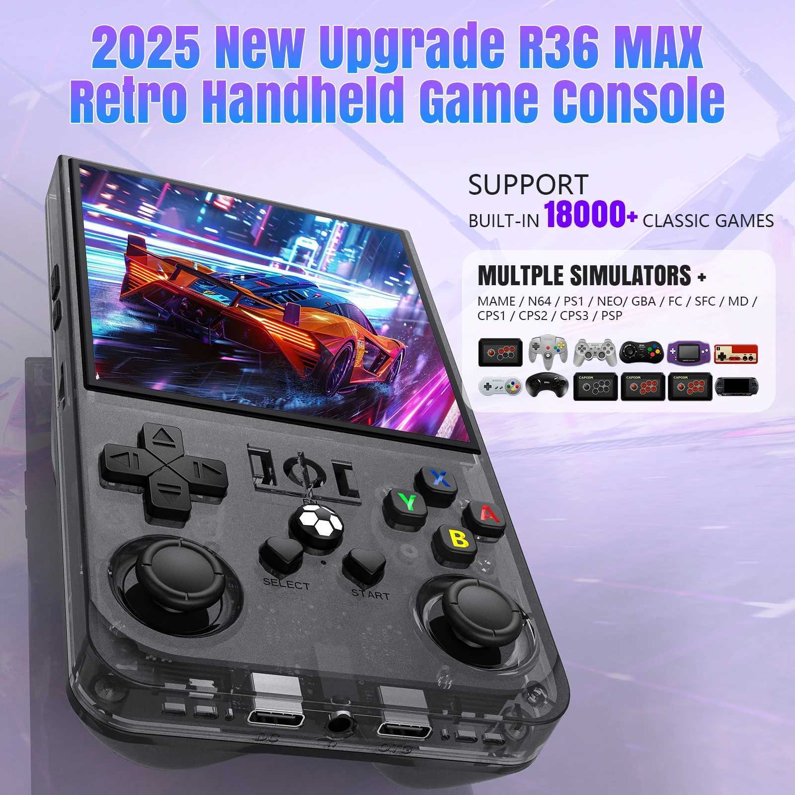 Open Source R36Max Retro Handheld Video Game Console RK3326 Chip 64G 128G Portable Pocket Game Player 4 HD Sn Game Console XJ250619