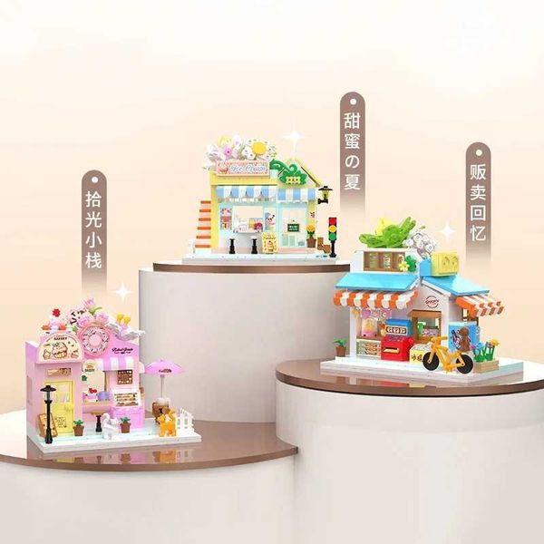 Blocks Blocks Creative Street View Série Flower Store Bakery House Grocery Grocery Blocks Blocks Bricks Toys Gifts H241111 Y250117SEA6