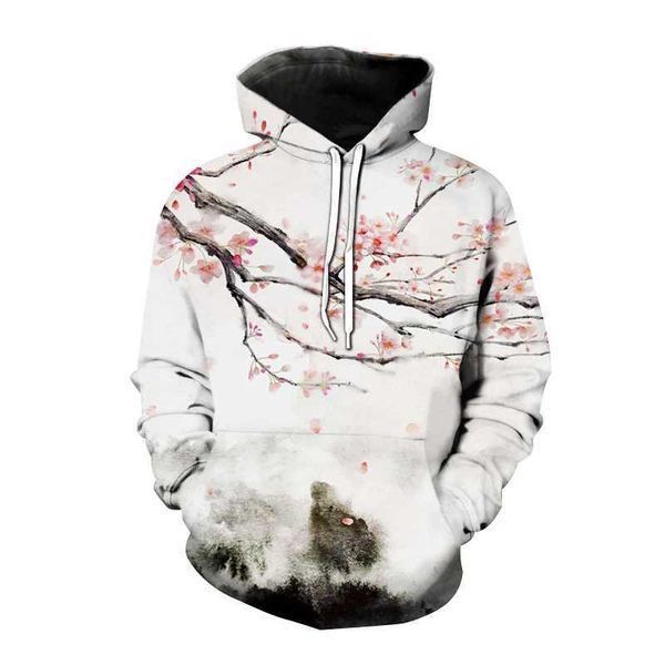 Spring and Autumn Hot Style Landscape Mens White Sports Sweater 3D Printing Casual Fashion Trend Handsome Oversized HoodieX240909