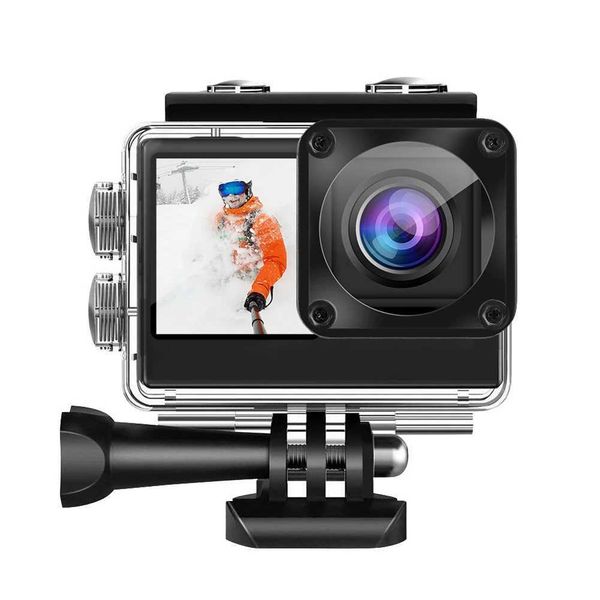 Sports Action Video Cameras 4K UHD Action Camera Dual Screen Display 2.0 Inch I Screen Outdoor Sport Cam 120 Wide Angle Underwater Camera 30