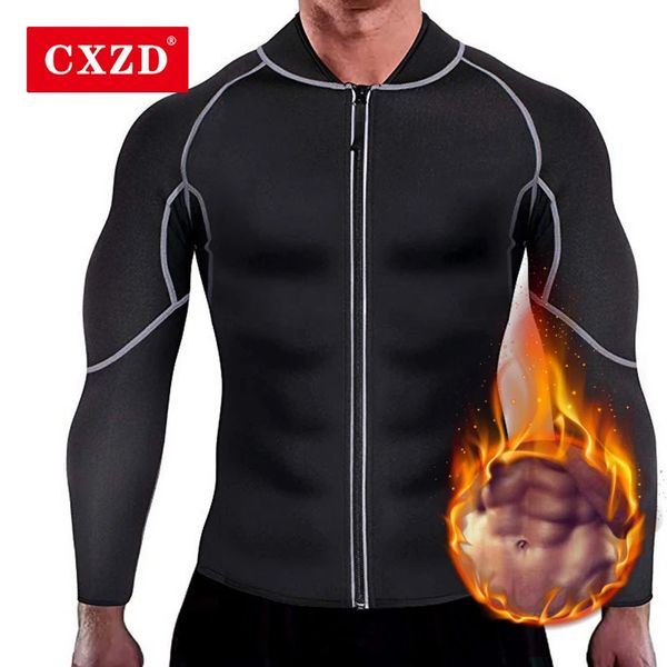 CXZD Mens Shapewear Thermo Sweat Sauna Shirts Fitness Gym Neoprene Sauna Jacket Waist Trainer Body Shaper Weight Loss 240618