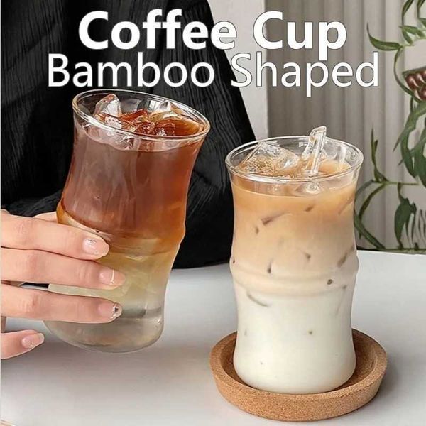 Coffee Glass Bamboo Shaped Large Capacity Water Mug Clear Drinking GlassesMilk Tea Drinking CupFruit Juice Beer Beverage Cup Y250118