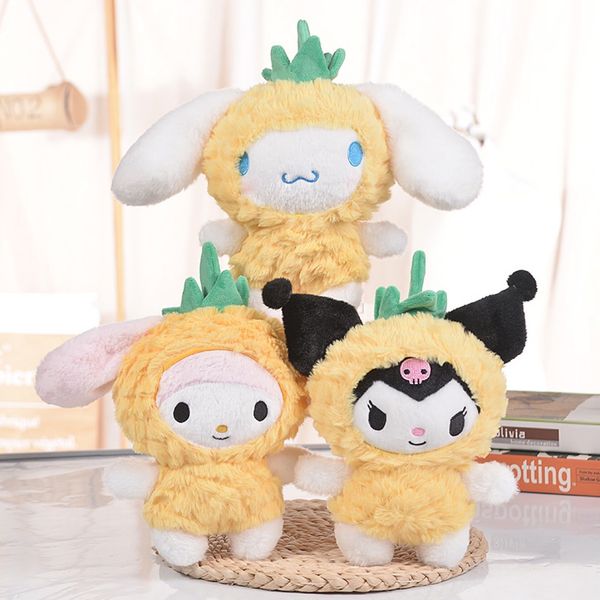 Pineapple New Puff Bear Cross Dressing Kuromi Plush Dolls San Big Ear Jade Dog Melody Net Red Plush Toy Girl Doll 3 Styles Mix LT0020