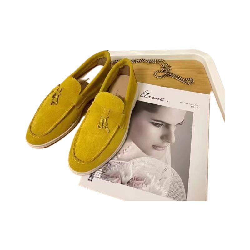 Cross-border spot LoroLP soft sole casual loafers single shoe slip-on flat British fringe women&#039;s shoes leather