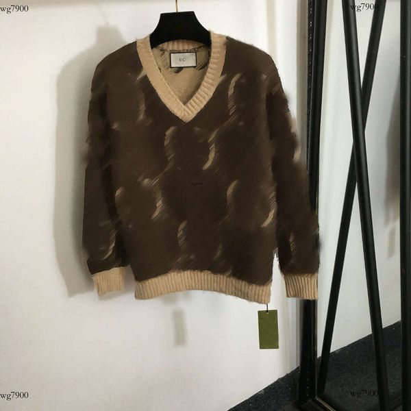Sweater de designer de 24sss feminino feminino Clothing Autumn Knit Camisa de moda Letter Litipo Ladies V-deco