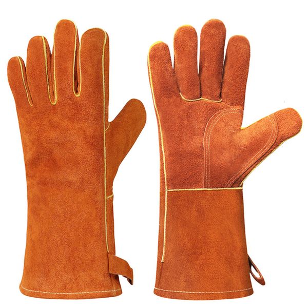 Oven Mitts Practical Barbecue Gloves Kitchen Baking BBQ Grilling Cowhide Leather Microwave Stove Heat Resistant 230731
