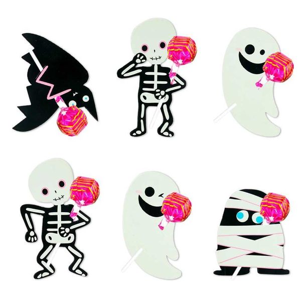 30pcs Halloween Lollipop Decoration Paper Card Pumpkin Ghost Skull Lollipop Holder Trick Or Treat Candy Pack kid Halloween Party Y240801