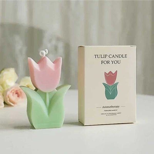 Creative Wedding Guest Gifts Candles Tulip Fragrant Candles Beautiful Room Decoration Fragrant Candles Girl Birthday Gifts W250110