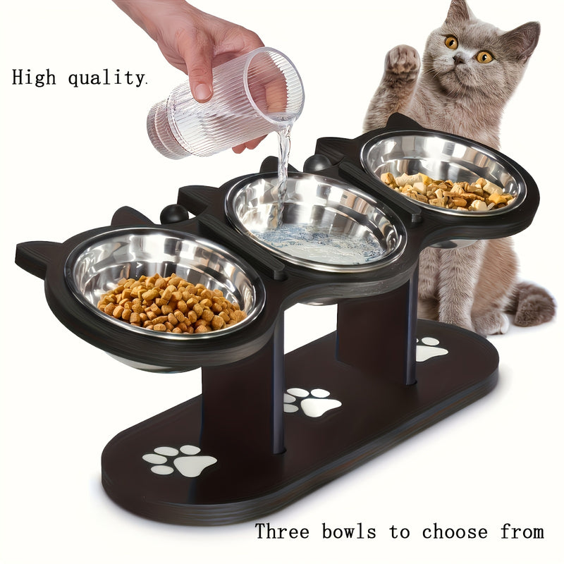 TEMU Adjustable Cat Food Bowl, Tilt Cat, Puppy And Small Pet Bowl, Adjustable Raised Dog Food Bowl With 3 Stainless Steel Stands, Pet Necessities,