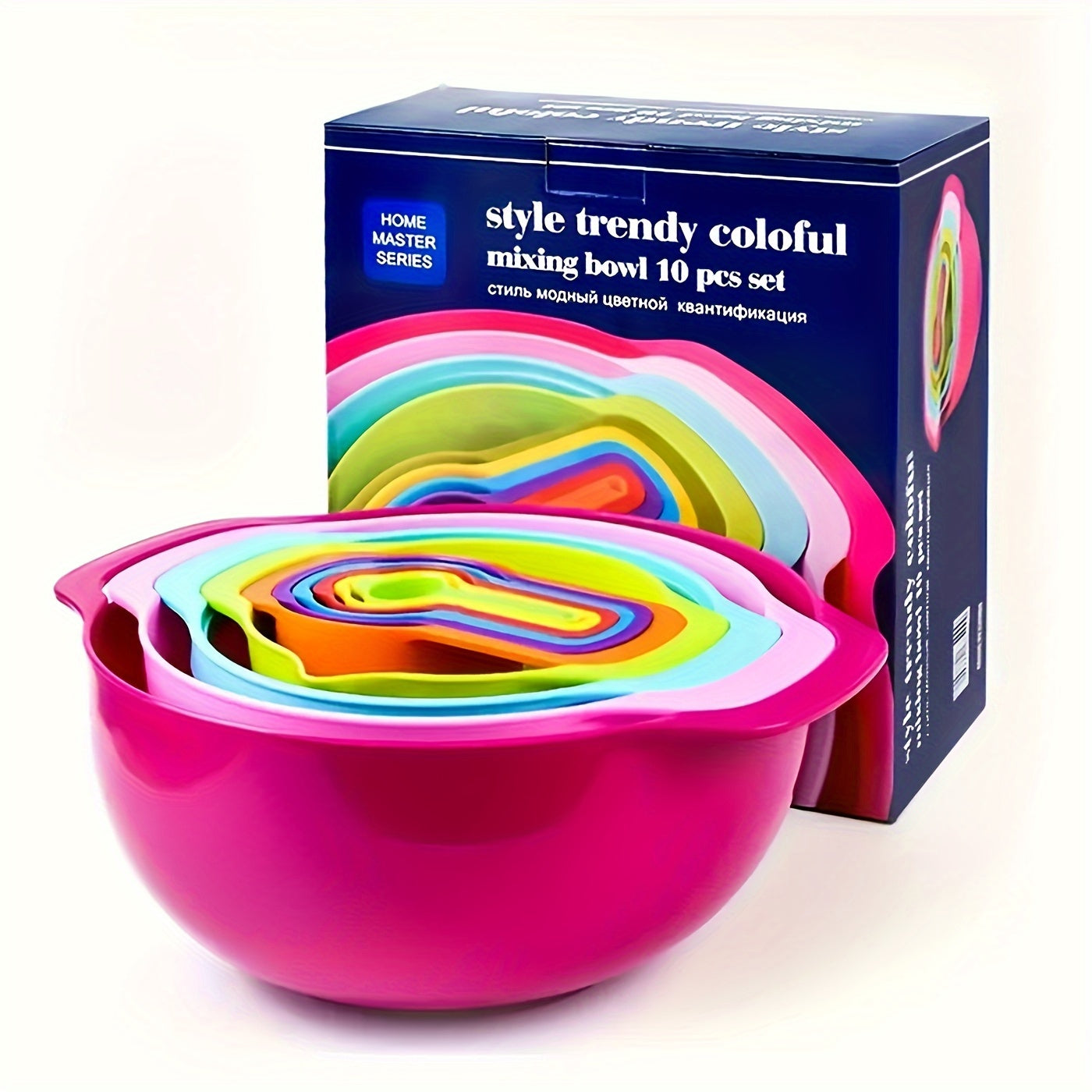 TEMU 10pcs-set Mixing Bowl, Colour Measure Cup And Spoons, Salad Bowl Set, Plastic Measuring Cups Set, Nesting Bowl, Baking Measurement Utensil,