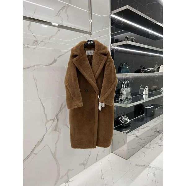 wool coat Cashmere Warm Designer Fashion Winter Women Elegant Teddy Bear Oute Grain Alpaca Wool Shearing Medium Long